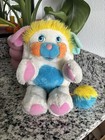 Vintage Popples Plush Puffball White Blue Orange Hiding Ball Original Toy 1985