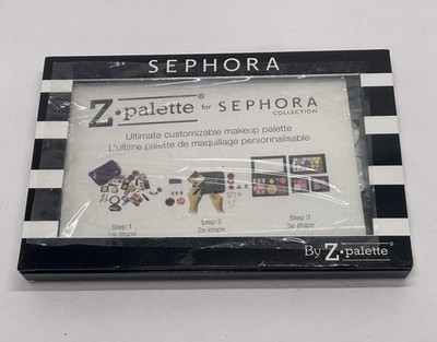 Sephora Black and White Large Z Palette 8'' x 5'' Customizable Makeup . New