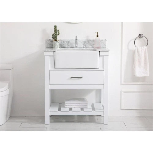 Elegant Decor Clement 30" MDF Single Bathroom Vanity with Backsplash in White - Picture 7 of 8