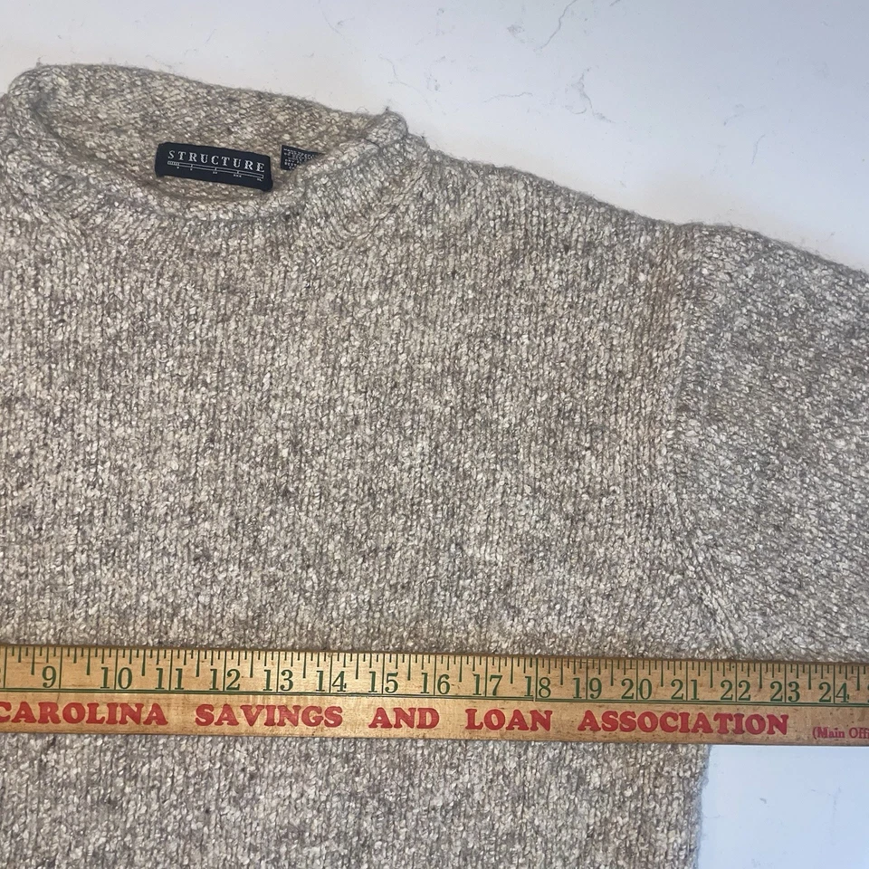 Vintage 90s Men’s Structure Roll Neck Knit Sweater Size Large Wool Silk Blend - Image 4 of 4