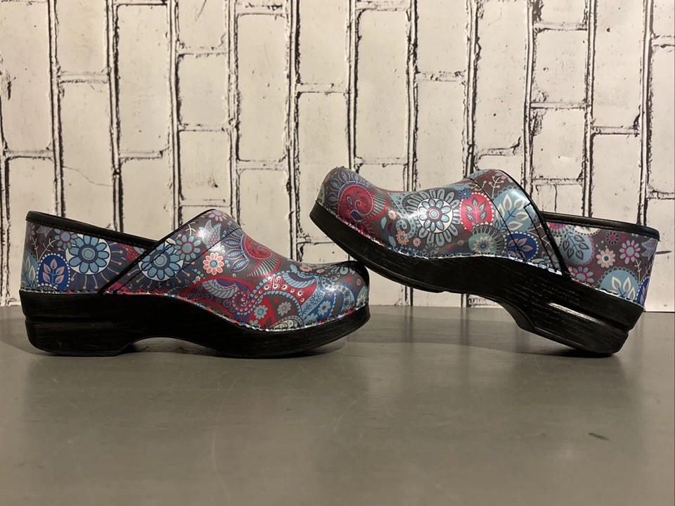 Dansko Professional Chunky Clogs 39 8.5-9 Y2K Paisley Colorful Floral Retro - Image 4 of 4