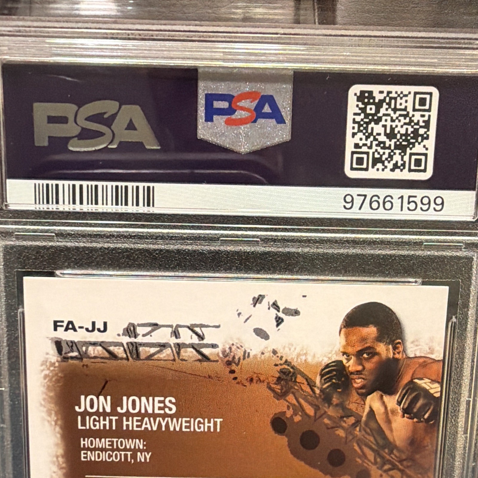 2010 Topps UFC Jon Jones Fighter Autograph #FA-JJ PSA 8 NM-MT Auto Rookie Era view 4