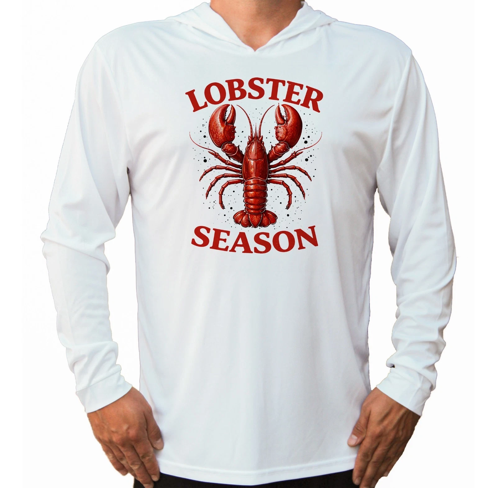 Lobster Season Sport UV Protected UPF 50 Long Sleeve T-Shirt Hood Fishing Sun