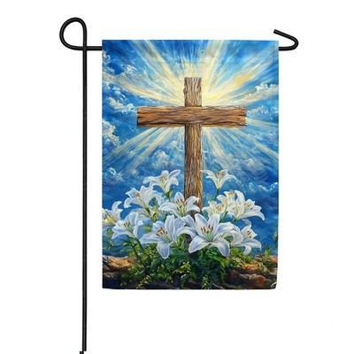 Easter Cross with Lilies Flag Graden Flag