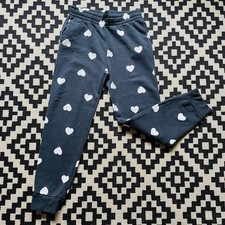 H&M Girls Grey Heart Print Joggers Fleece Tracksuit Pants Age 9-10 Yrs EUR 140