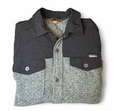 Eddie Bauer Men’s M Hybrid Shirt Jacket Green Gray Outdoor Button Front