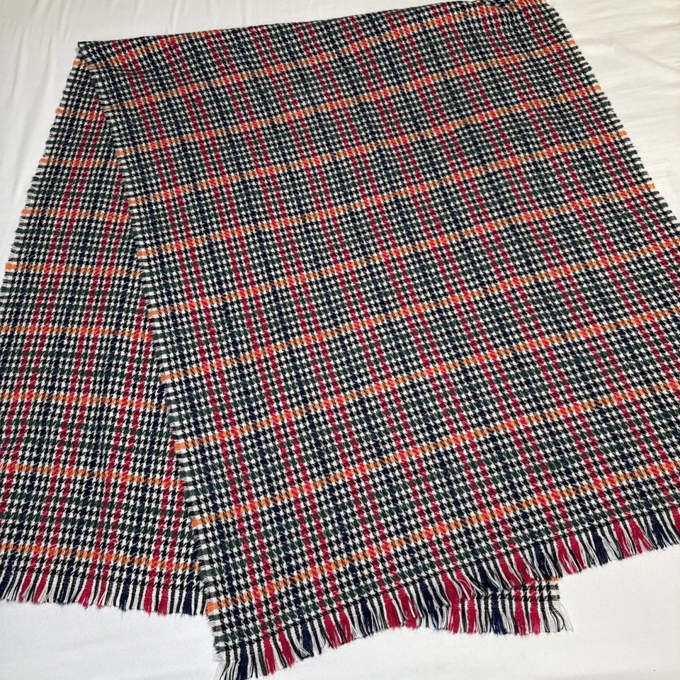 Anthropologie Maeve Bufanda Heritage Tejida a Cuadros Colorida 59”X 72” Flecos Nueva Sin Etiquetas Foto 3 de 4