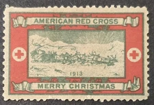 1913 US Christmas Seal WX13 MNH,  Red Cross Charity Stamp Cinderella Gum Bends