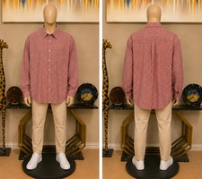 Whiskey Ranch Men's Long-Sleeve Western Snap Shirt, Coral Geometric Size XXL