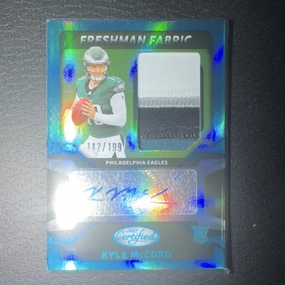 Panini 2025 Certified Freshman Fabric Kyle McCord Patch Auto Teal /199 Eagles