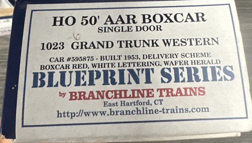 Branchline Trains Blueprint HO Kit 1023 50’ AAR Boxcar Grand Trunk Western | Zustand: New