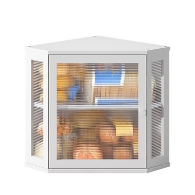 BMOSU Corner Bread Box for Kitchen Countertop Double Layer Medium, White