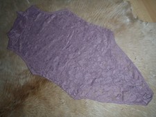 Zara Ladies Bodysuit Purple Tone Lace Floral With Collar Size M Second Hand Look