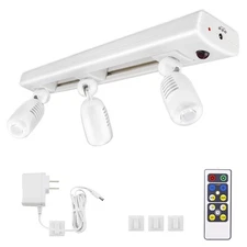 LED Track Light Plug in Spotlight, Accent Light with Remote and 3 Adjustable ...