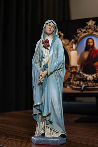 11.8" Our Lady of Sorrows Statue Hand-Painted Virgin Mary Catholic Decor Gift - Picture 3 of 10