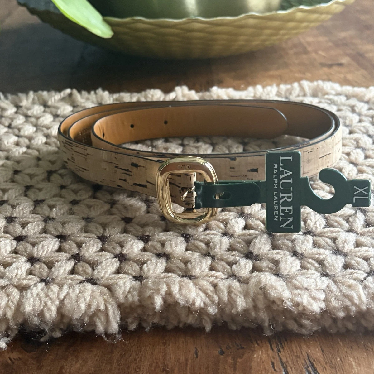 Lauren Ralph Lauren Womens Gold Genuine Leather Belt Size Medium 39\