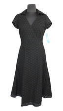$129 Nine West NWT Broderie Embroidered Eyelet Floral Black Tailored Dress 2