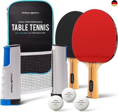 PRO-SPIN Tischtennisschläger Set - Mit Tischtennisnetz Für Jeden Tisch, T
