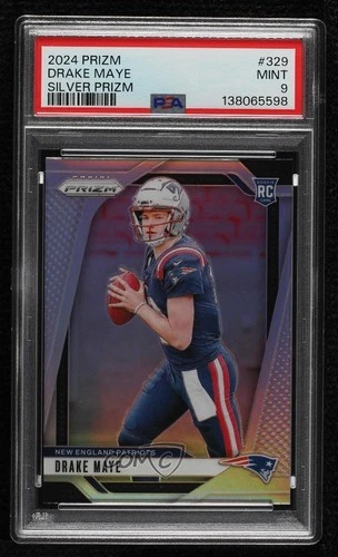 2024 Panini Prizm Rookies Silver Prizm Drake Maye #329 PSA 9 MINT Rookie RC
