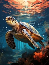 Sea Turtle Diamond Art Kits for Adults, Diamond Painting Kits for Adults, 5D DIY