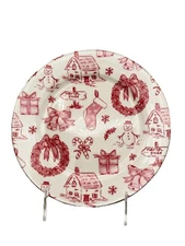 Grace Teaware Christmas Porcelain Salad Plates 8in Holiday Red & White