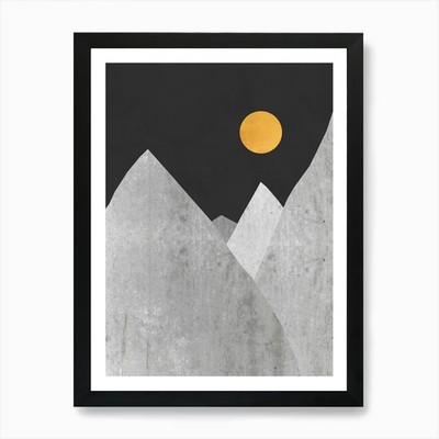 Graue Collage Landschaft 3 Kunstdruck gerahmt Wandbild Poster Leinwanddruck Bild