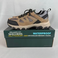 Skechers Selmen Enago Hiking Shoes Mens 7.5 Beige Tan Waterproof Relaxed New NIB