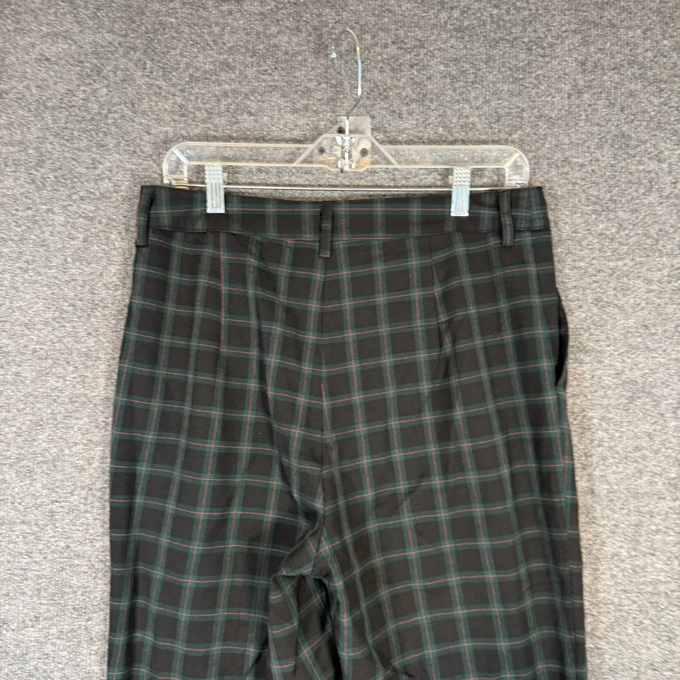 Pantalones Urban Outfitters Mujer 12 Verde Negro Franela Tartán Acampanado Elástico Grunge Foto 4 de 4