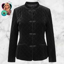 Coldwater Creek Petite XL Black Velvet Jacket Blazer Quilted Toggle Button Froby