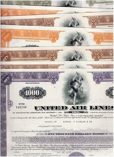 Set 10 UA United Airlines (UAL Inc.) 1970s top brand var. colours VF/VF mi