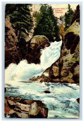 #ad 1909 Water Flowing Scene Boulder Falls Boulder Colorado CO Postcard $14.98
