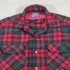 Vintage Pendleton Shirt Mens Medium Red Buffalo Plaid Flannel Virgin Wool USA