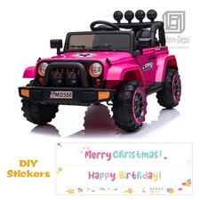 12V Kids Ride On Car w/ Remote Control DIY Stickers LED Electric Child Power Toy