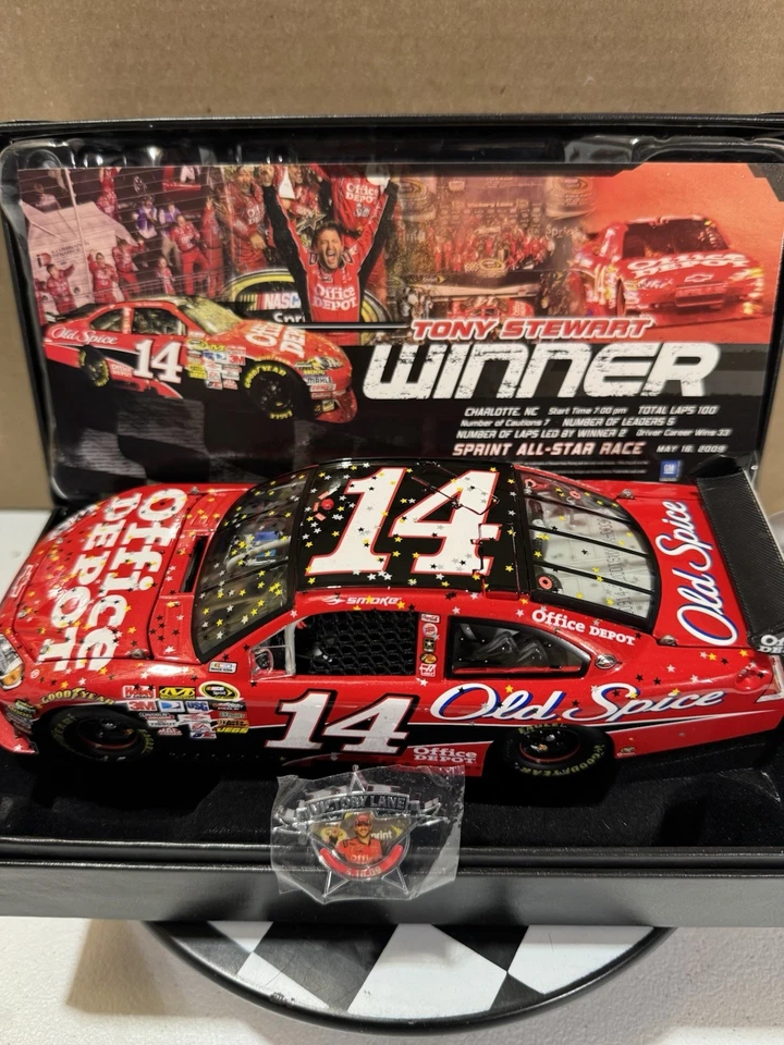 RARO* Tony Stewart ELITE #14 Office Depot All Star Win 2009 1/24 Nascar Diecast Foto 3 de 4