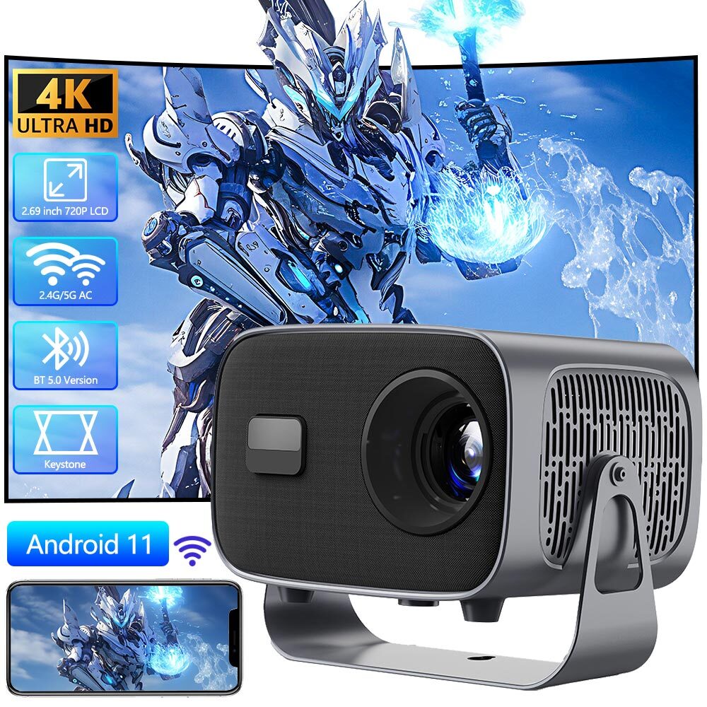 4K Mini Projector WiFi Bluetooth Android 11 Portable Home Theater Projector-image