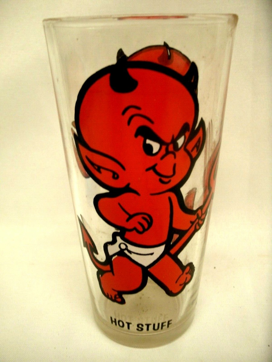 VINTAGE HOT STUFF HARVEY CARTOONS LIL' DEVIL PEPSI DRINKING GLASS