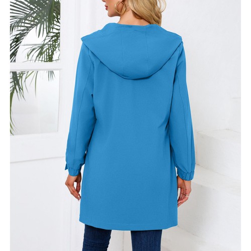 Women Hooded Rain Coat Long Sleeve Full Zip Waterproof Slim Fit Anoraks Jackets - Bild 51 von 60