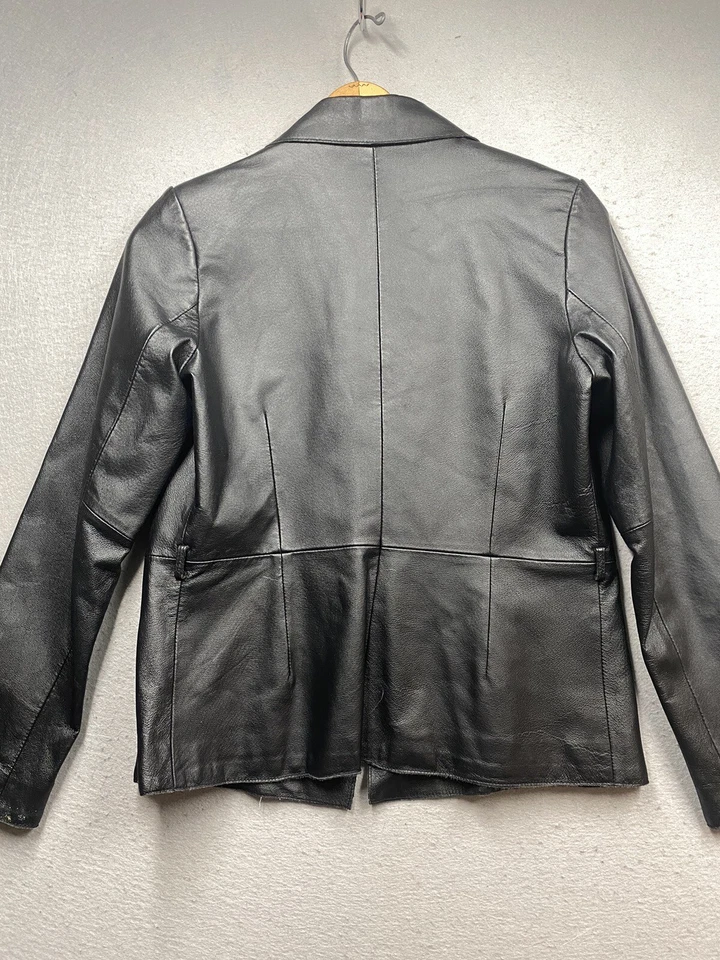 Bisou Bisou Leather Jacket Michele Bohbot Black Size Medium *No Belt* - Image 4 of 4