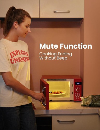 Effortless Cooking: 700W Retro Microwave with 9 Presets and Mute Feature - Picture 6 of 10