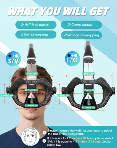 Ergonomic Half Face Snorkel Mask - Comfortable Fit for Underwater Exploration - Picture 11 of 11