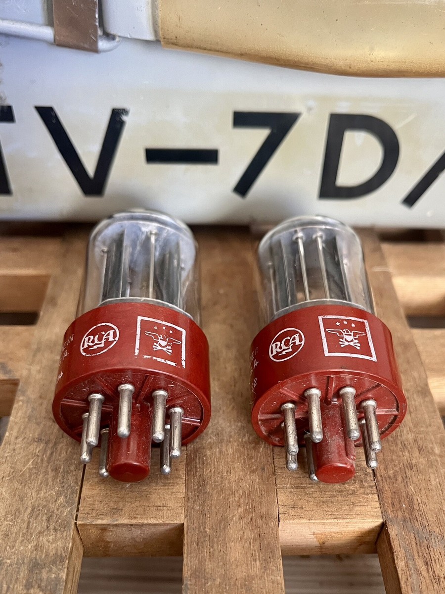 RCA JAN-CRC 5692 Matched Pair Vacuum Tubes RED Base w/ EAGLE