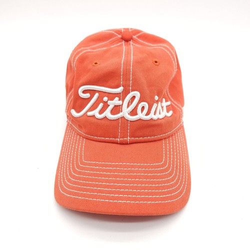 Titleist Footjoy FJ Pro V1 Golf Strapback Hat Baseball Dad Cap Orange Unisex - Picture 2 of 7