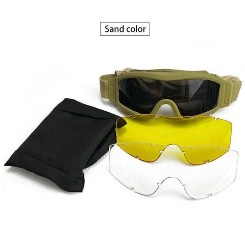 Taktische Schutzbrille Militärische Schießbrille 3 Linsen Airsoft Paintball de - Bild 14 von 16