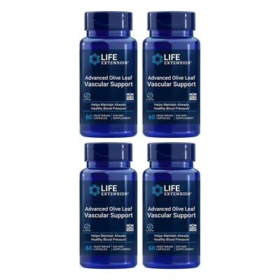 Lot of 4 Life Extension Advanced Olive Leaf Vascular Support 60 Vegetarian Caps