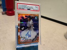Dom Thompson-Williams 2019 Bowman Chrome Orange Refractor 01/25 Auto PSA 9