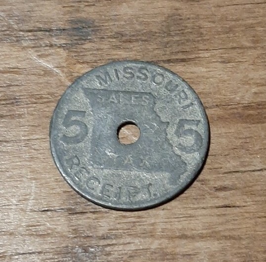 OLD Missouri Sales Tax Receipt Token Coin Medal Value of 5 cents eBay