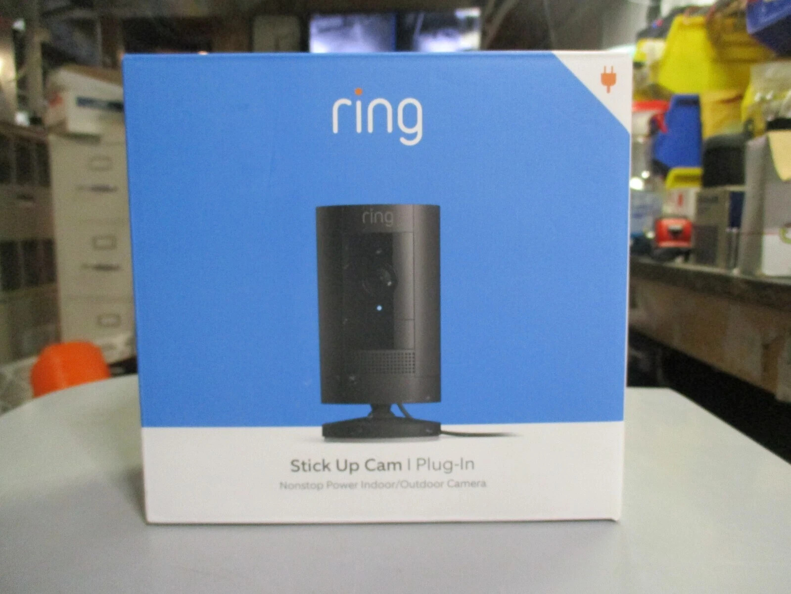 Ring Stick Up Cam Plug-In HD Smart Security Camera for Indoor Outdoor Use in Black-image