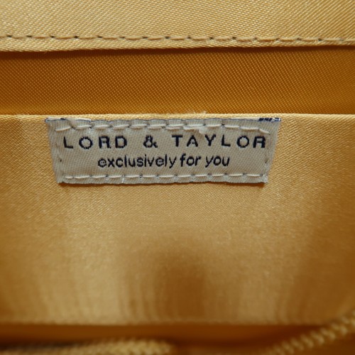 Vintage 80s LORD & TAYLOR Gold Satin Purse Handbag w Mirror & Crossbody Strap - Picture 6 of 8