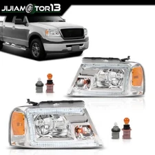 FIT FOR 04-08 FORD F150 06-08 LINCOLN MARK LT CHROME HOUSING HALOGEN HEADLIGHTS