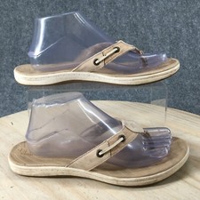 Sperry Top Sider Sandals Womens 9 Seabrook Flip Flops Thong Flats STS85887 Beige